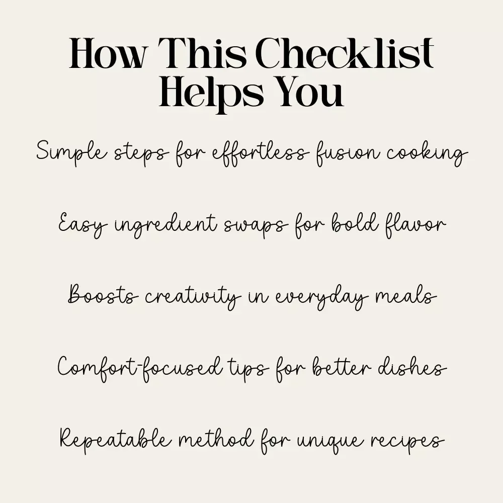 Cozy International Comfort-Food Fusion Checklist | cozy international comfort food fusion ideas | Printable Cooking Inspiration Guide for Creative Home Chefs