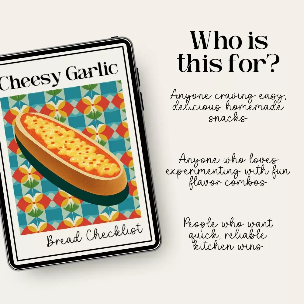 Cheesy Garlic Bread Checklist | Easy Kitchen Guide | Printable how to make cheesy garlic bread Steps for Beginners & Food Lovers