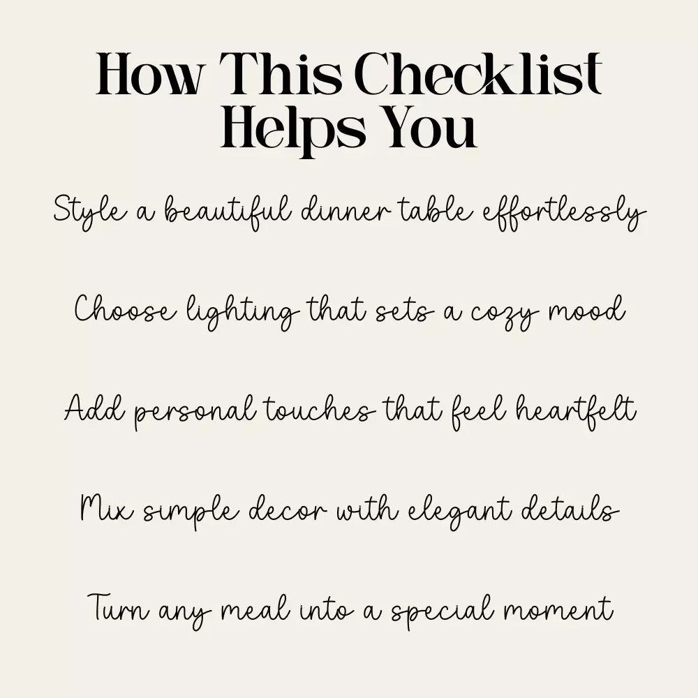 Your Cozy Romantic Dinner Table Checklist | Printable Digital Download for How to Style a Cozy Table for a Romantic Dinner, Lighting & Decor Ideas