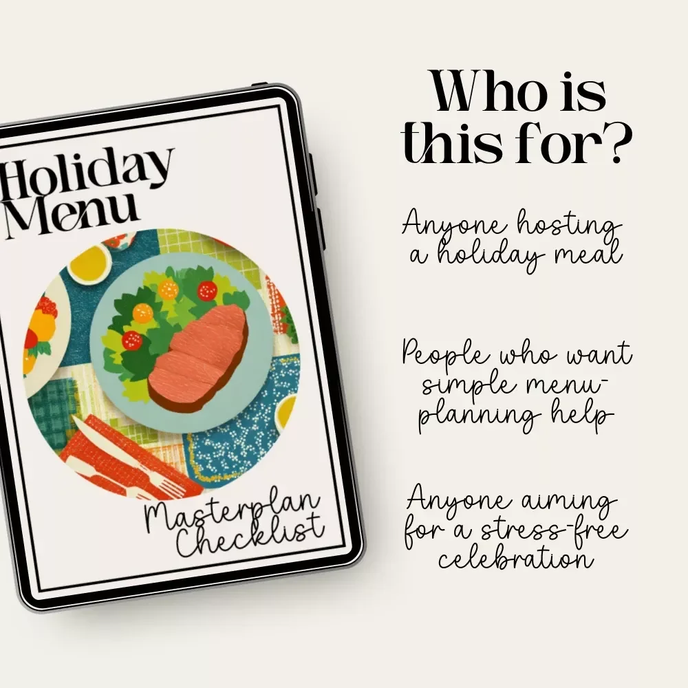 Holiday Menu Masterplan Checklist | Printable Holiday Menu Planner | How to plan a holiday season menu | Festive Meal Prep Guide for Stress-Free Hosting