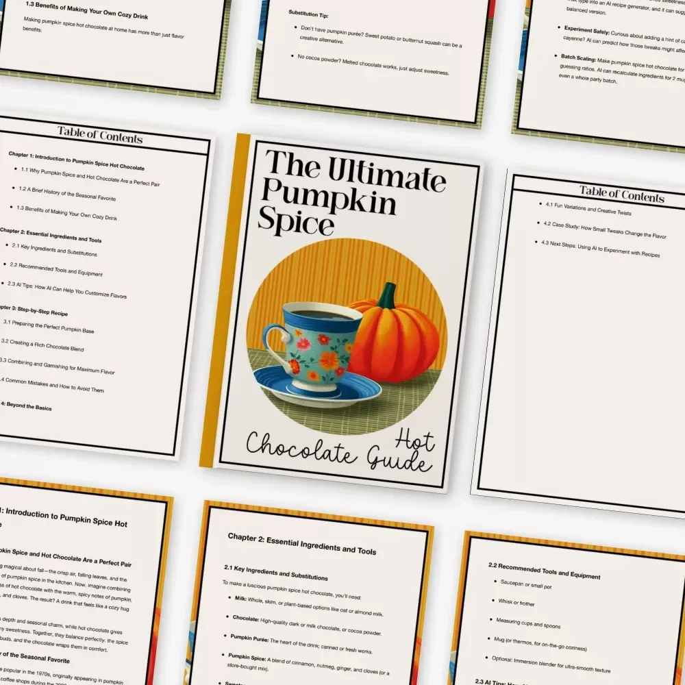The Ultimate Pumpkin Spice Hot Chocolate Guide | Cozy Fall Recipe eBook | Printable Autumn Drink Guide | pumpkin spice hot chocolate recipe
