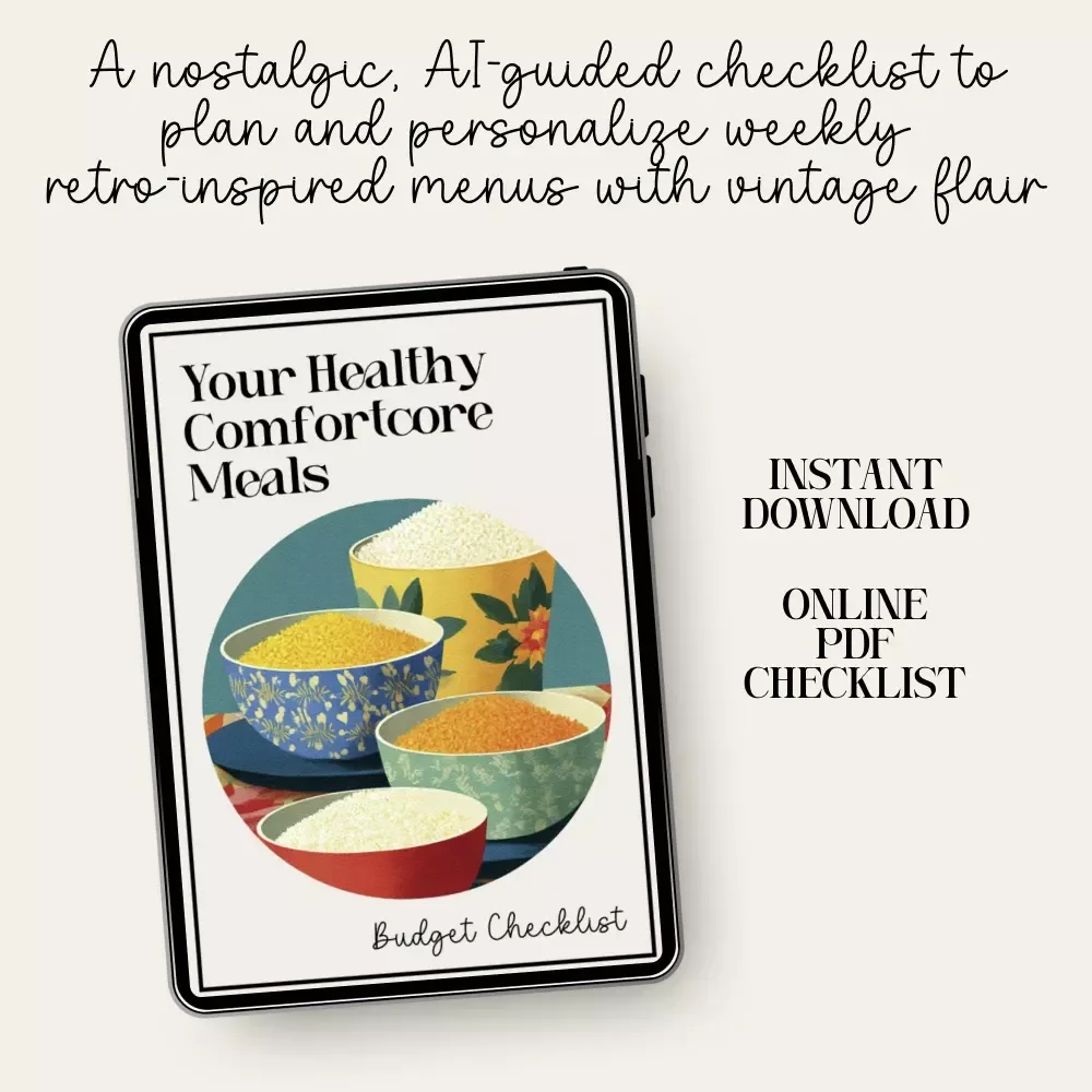 Your Healthy Comfortcore Meals on a Budget Checklist | Printable Healthy Comfortcore Meal Planning Guide for Easy, Cozy, and Affordable Eating