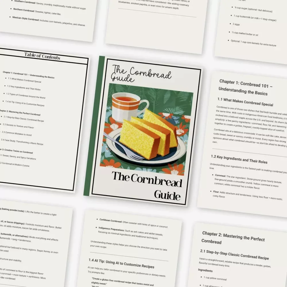 Golden Crusts & Sweet Comfort - The Cornbread Guide | Ultimate Digital Download for Perfect Cornbread Recipe, Baking Tips & Flavor Variations