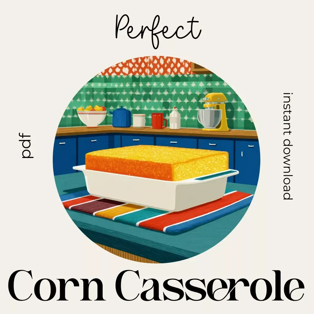 Perfect Corn Casserole | Printable Recipe Guide eBook | Digital Download Cooking Handbook for Beginners & Home Chefs | Cornbread Mix Comfort Food Tutorial