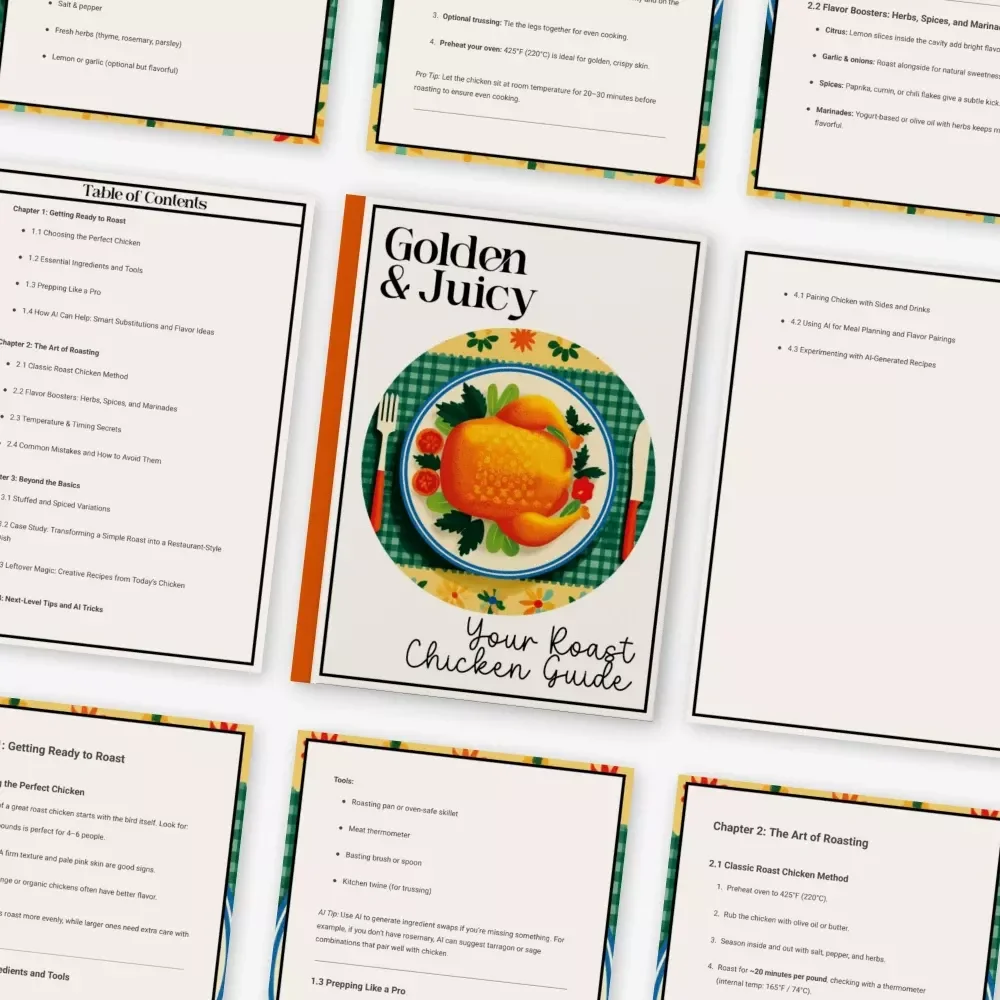 Golden & Juicy – Your Roast Chicken Guide | Ultimate Roast Chicken Recipe eBook | Printable Cooking Guide for Perfectly Crispy, Tender Chicken