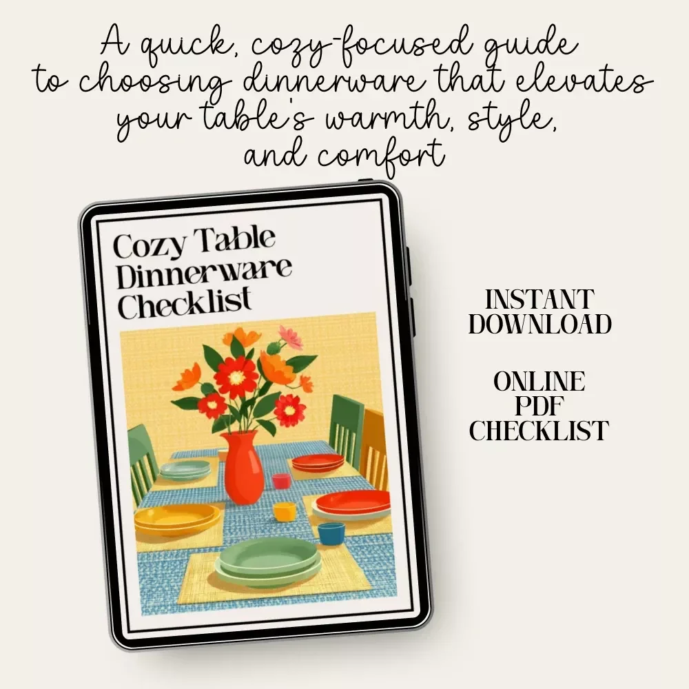 Cozy Table Dinnerware Checklist | Printable Guide for Styling Warm, Inviting Tables | how to choose dinnerware for cozy tables | Digital Download