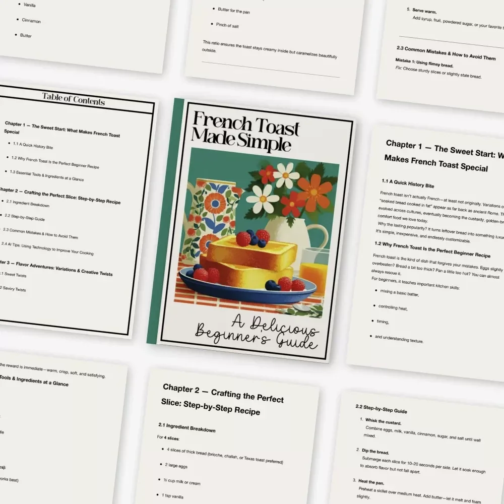 French Toast Made Simple - A Delicious Beginner’s Guide | Easy Digital Download with Step-by-Step French Toast Recipe, Variations & Cooking Tips