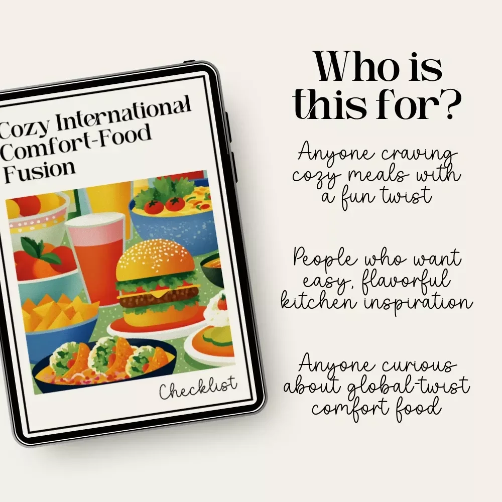 Cozy International Comfort-Food Fusion Checklist | cozy international comfort food fusion ideas | Printable Cooking Inspiration Guide for Creative Home Chefs
