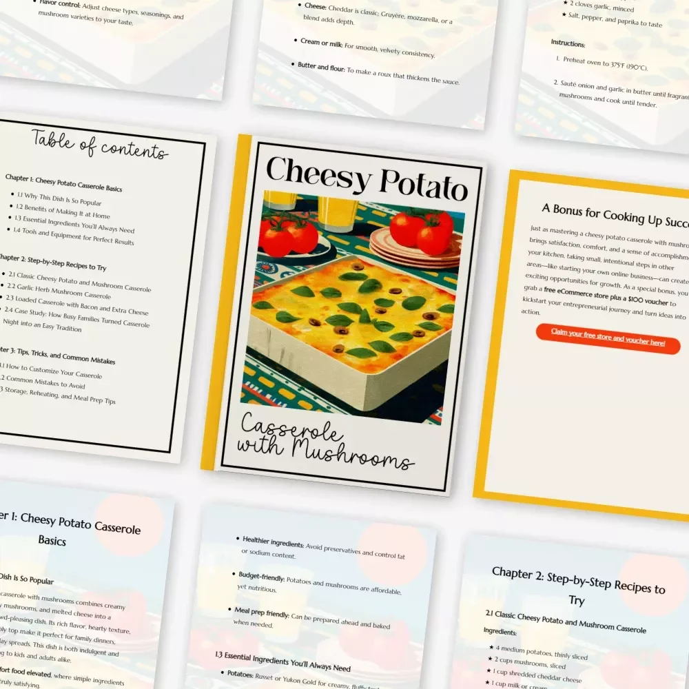 Cheesy Potato Casserole with Mushrooms | Ultimate Guide for Home Cooks | Easy Steps & how to make cheesy potato casserole with mushrooms | Printable eBook-Style Digital Download