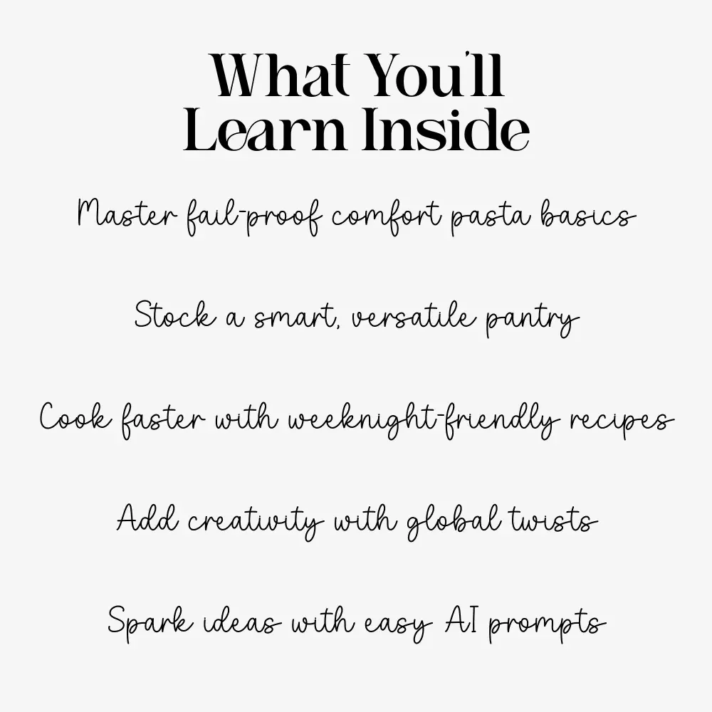 Comfort Pasta Ideas | Cozy Comfort Food Pasta Recipes eBook | Digital Download Guide for Easy Weeknight Dinners