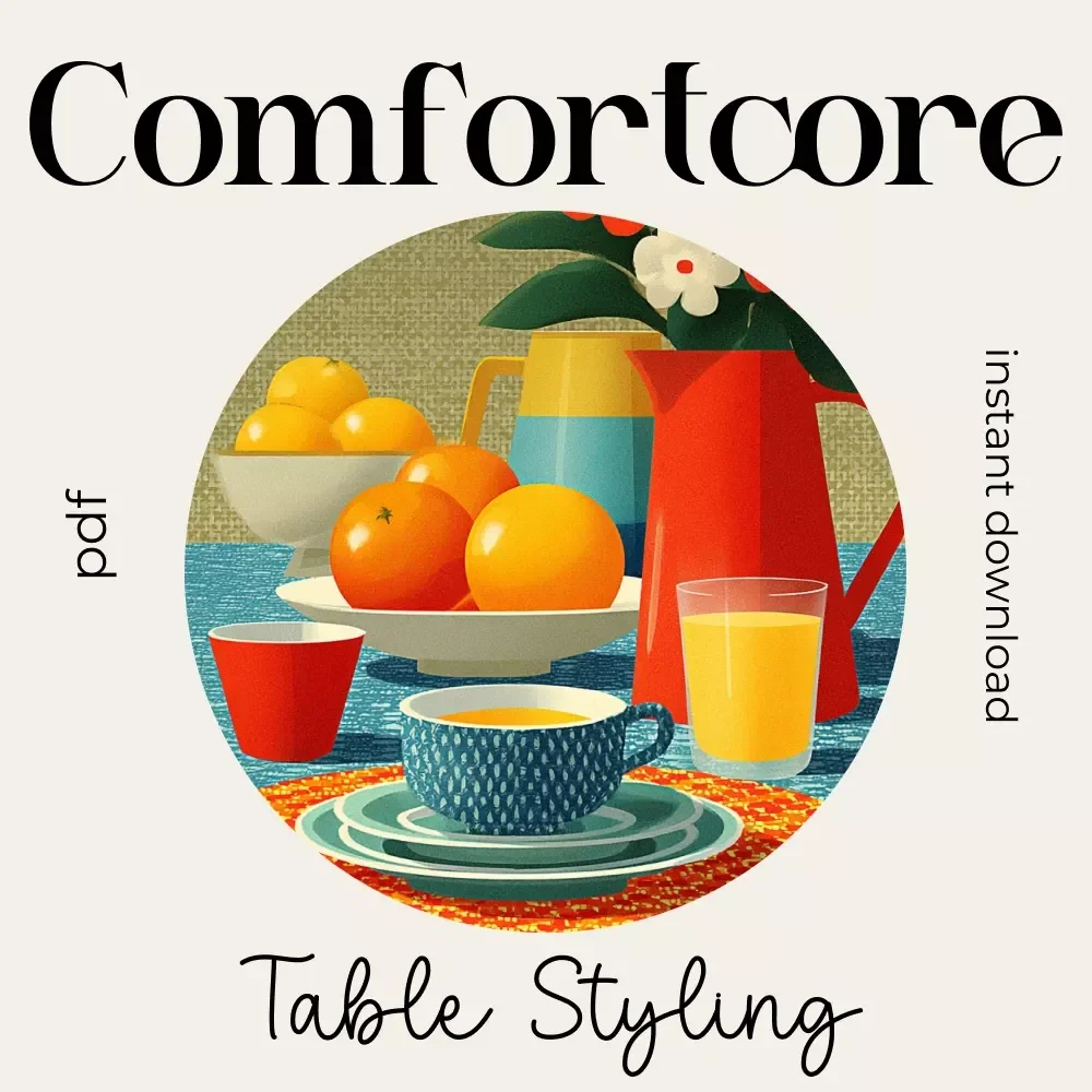 The Comfortcore Table Styling Checklist – Cozy Dining Guide for Effortless Aesthetic Decor | how to style a comfortcore dining table | Printable Checklist for Warm, Nostalgic Tablescapes