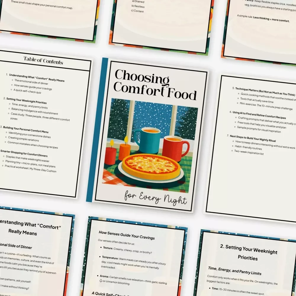 Choosing Comfort Food for Every Night | Ebook Guide for Cozy Dinners, Meal Inspiration, and how to choose comfort food recipes for nightly dinners