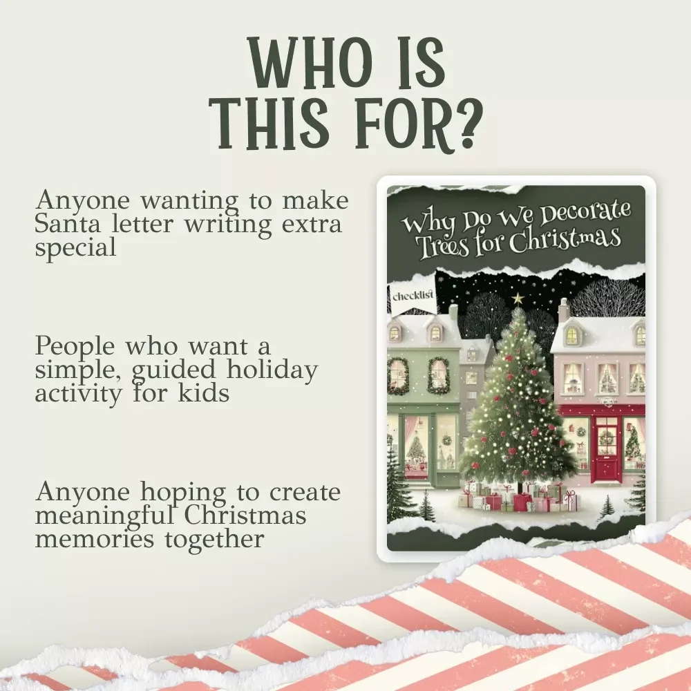 Santa Letter Writing Checklist – Printable Christmas Guide for Kids, Holiday Family Activity, Digital Download Letter to Santa Checklist