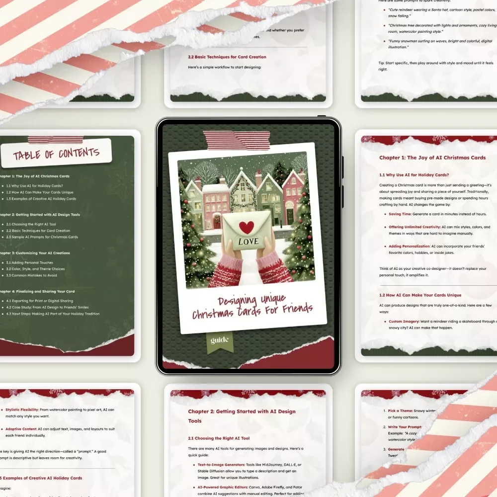 Designing Unique Christmas Cards for Friends | AI Holiday Card Guide | how to use ai to design a unique christmas card for friends | Digital Download for Creative Christmas Card Design