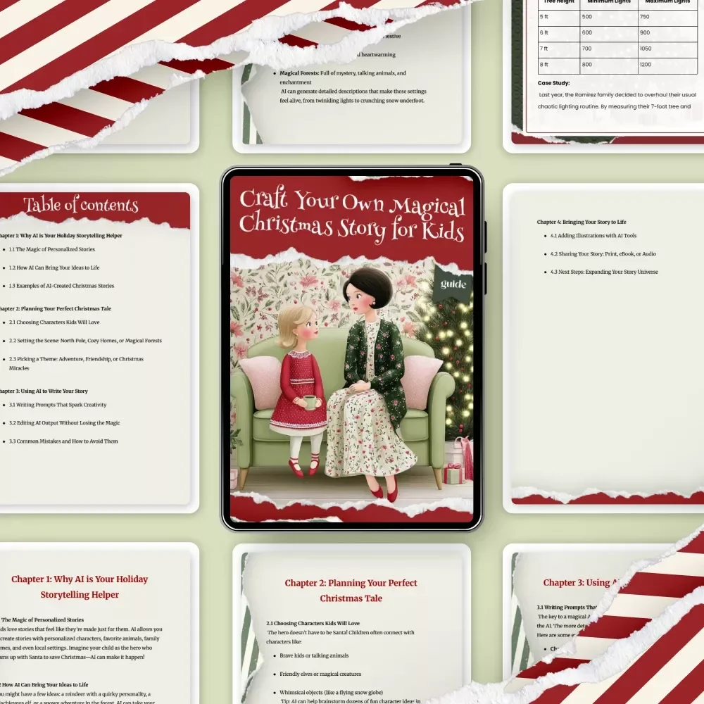 Craft Your Own Magical Christmas Story for Kids | AI Storytelling Guide | How to Use AI to Create a Custom Christmas Story for Kids | Digital Writing Workbook for Parents & Teachers
