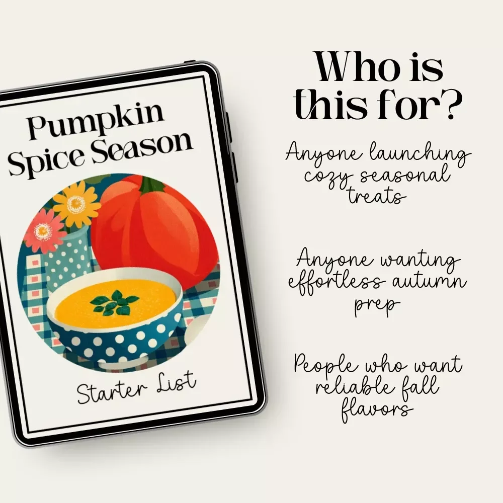 Pumpkin Spice Season Starter List | Fall Checklist for pumpkin spice flavors & seasonal menus | Cozy Autumn Prep Guide (Digital Download)