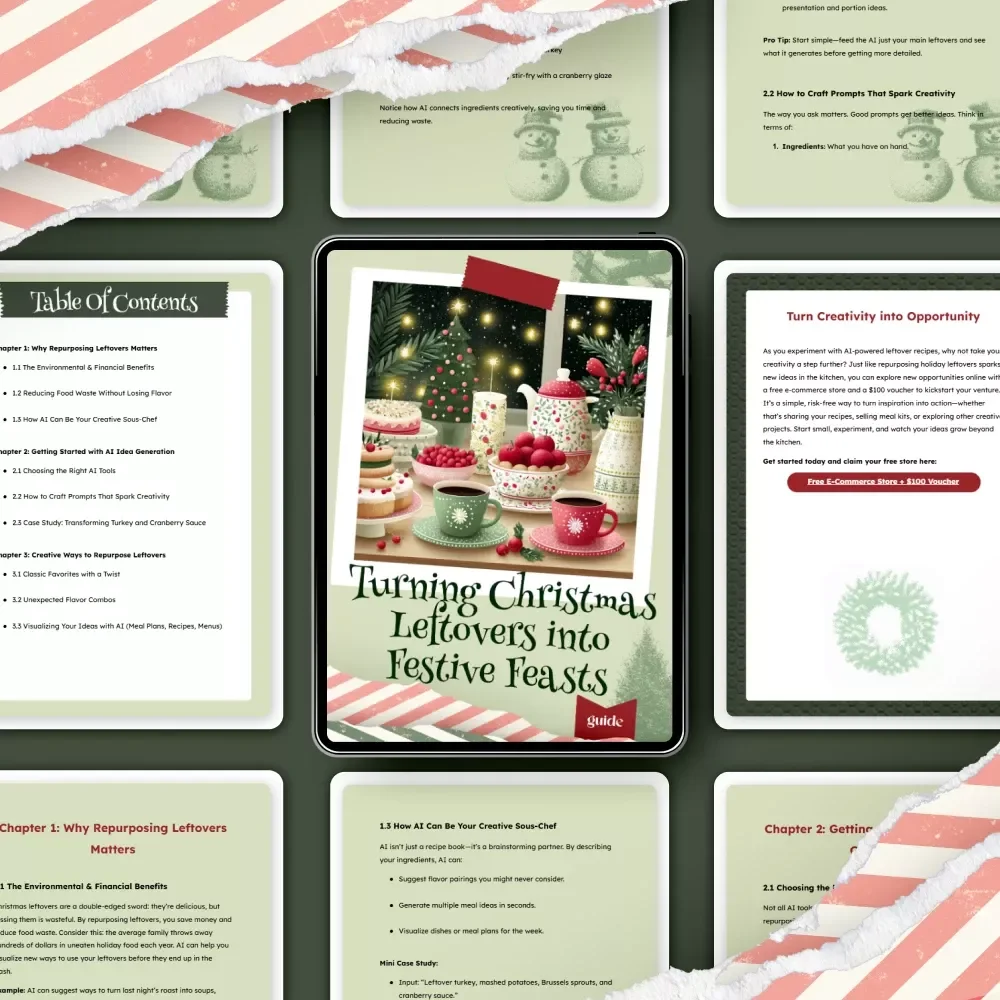 Turning Christmas Leftovers into Festive Feasts – Holiday Kitchen Guide | Digital Download for Creative Cooking with how to use ai to generate ideas for repurposing christmas leftovers