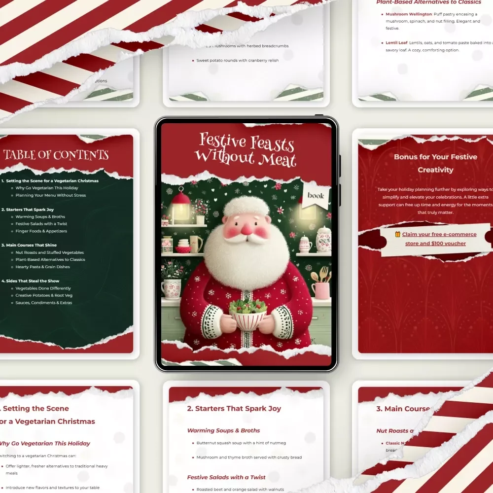 Festive Feasts Without Meat | Christmas Vegetarian Meal Ideas eBook | Holiday Cooking Guide for What to Serve at a Christmas Vegetarian Meal