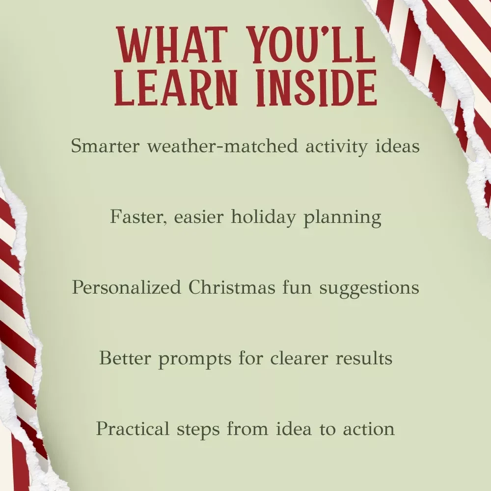 Using AI to Plan Your Perfect Weather-Based Christmas Fun | eBook Guide for Smart Holiday Planning | how to use ai to suggest christmas activities based on your weather | Digital Download