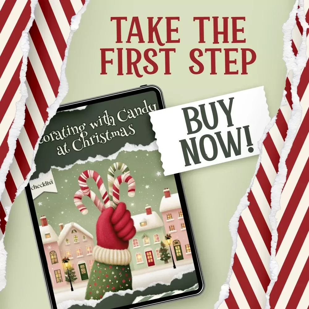 Decorating with Candy at Christmas | Digital Download Holiday Guide, eBook & Checklist for Sweet Christmas Decor Ideas