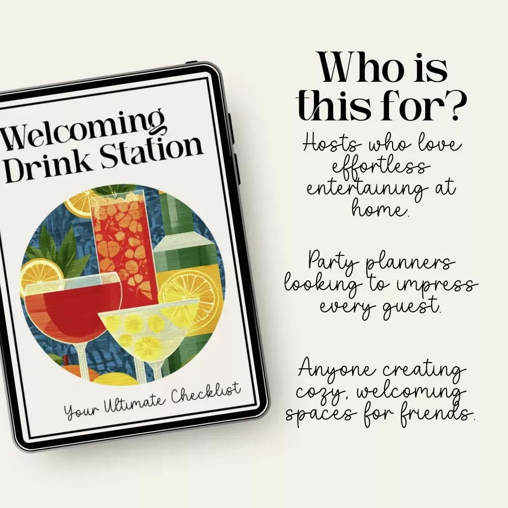 Your Ultimate Checklist for a Welcoming Drink Station | Entertaining Made Easy | Digital Download with Tips for Creating a Welcoming Drink Station for Guests