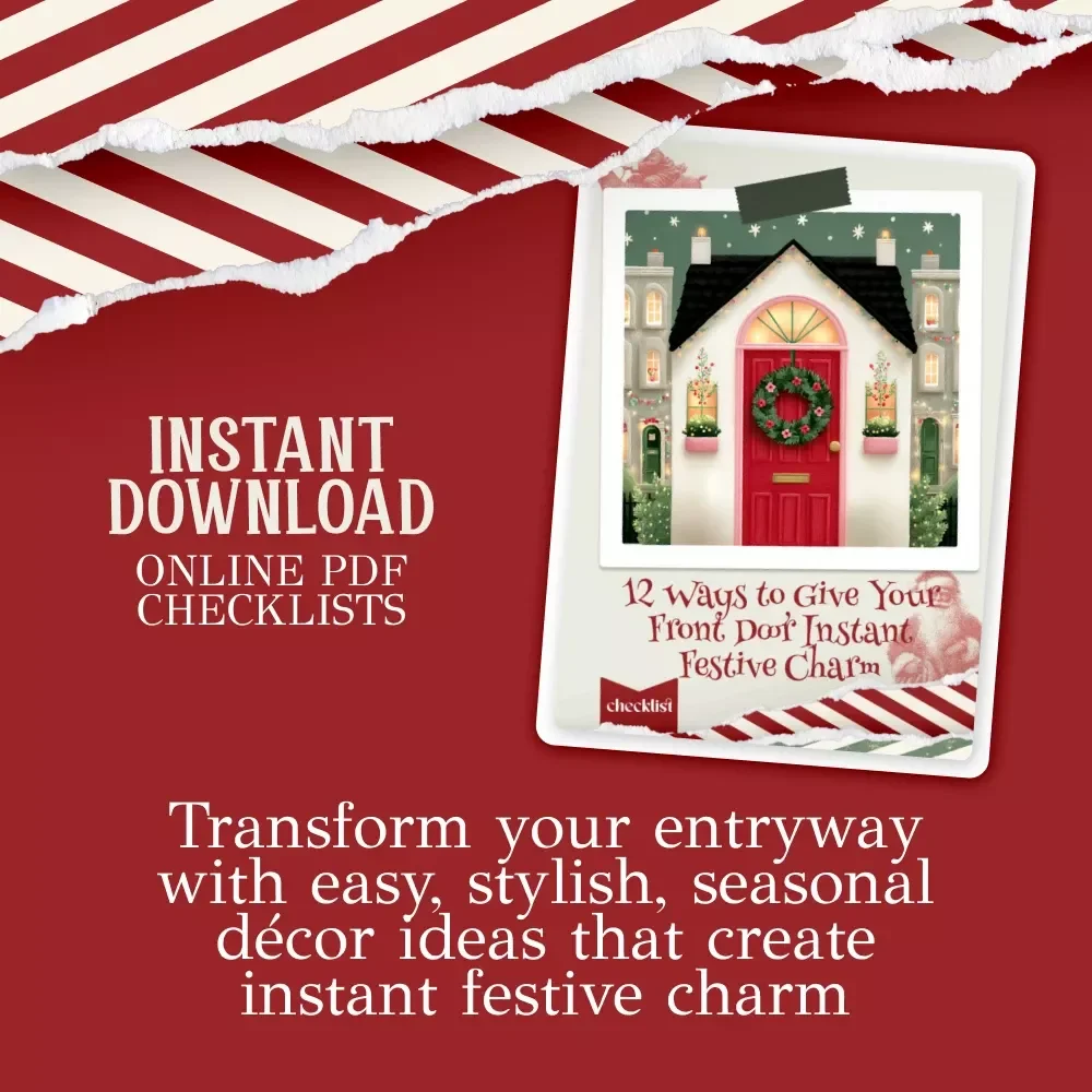 12 Ways to Give Your Front Door Instant Festive Charm | Seasonal Home Decor Guide | Front Door Styling eBook | Porch Decorating Checklist for Instant Curb Appeal