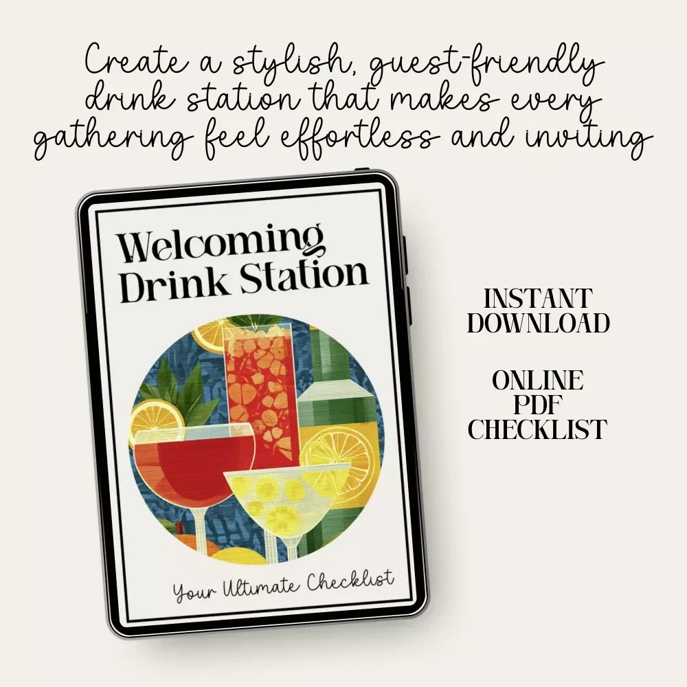 Your Ultimate Checklist for a Welcoming Drink Station | Entertaining Made Easy | Digital Download with Tips for Creating a Welcoming Drink Station for Guests