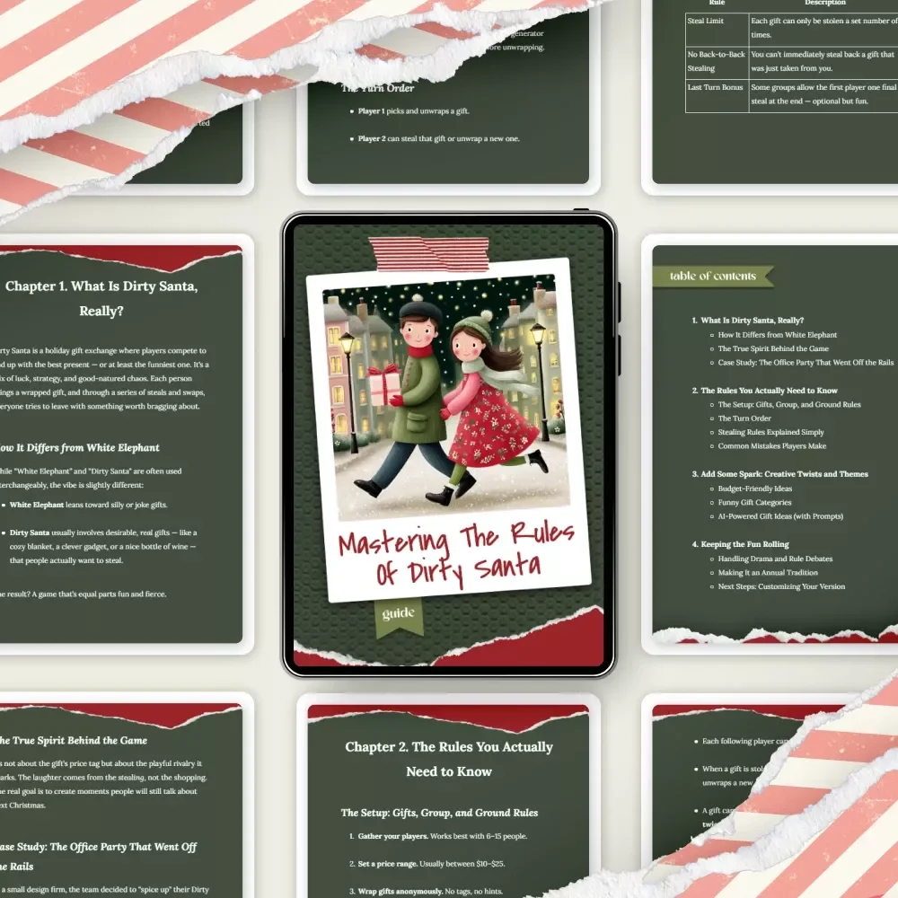 Mastering the Rules of Dirty Santa | Printable Holiday Party Game Guide | Dirty Santa Rules eBook | Holiday Gift Exchange Party Planner | Digital Download