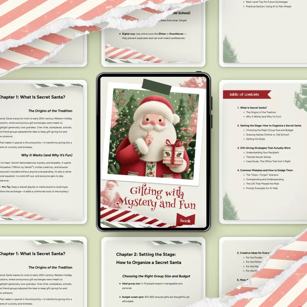 Gifting with Mystery and Fun | Secret Santa Guide Digital Download, Holiday Gift Exchange eBook & Checklist | Festive Party Planning Printable