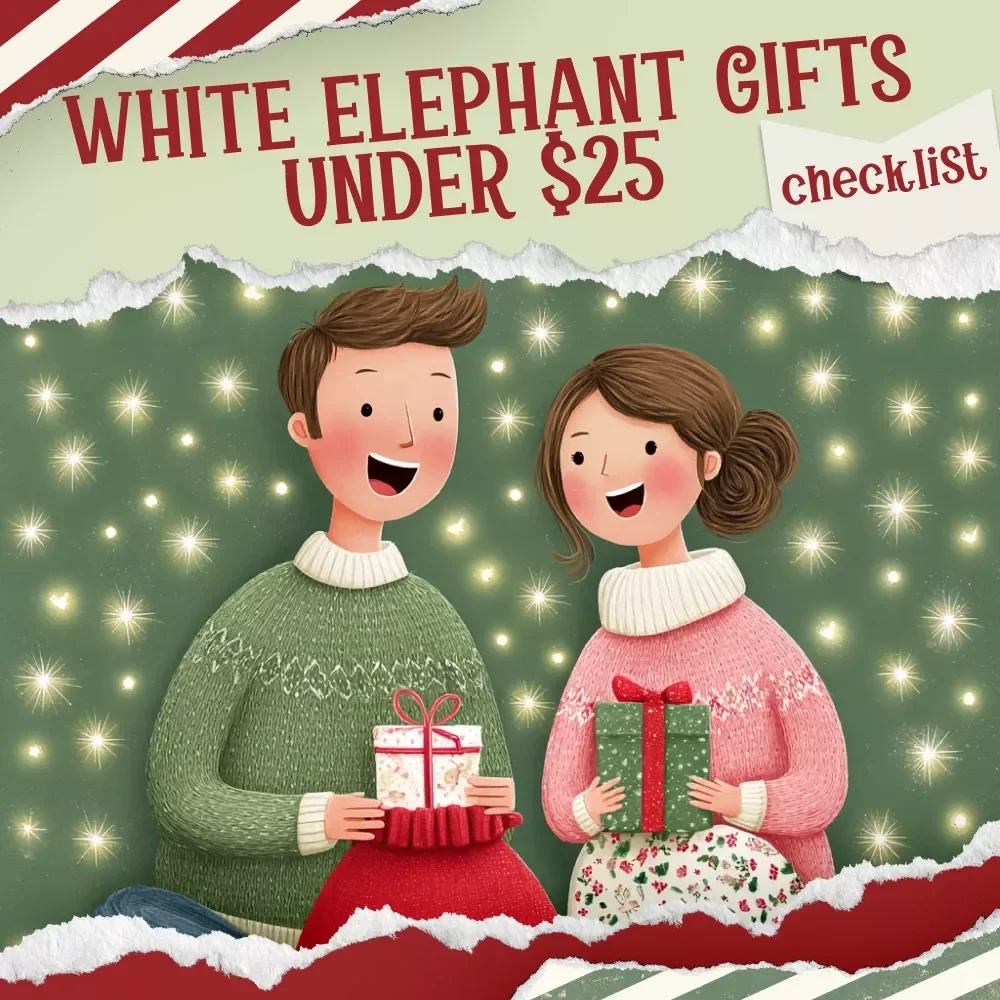 12 Hilarious and Clever White Elephant Gifts Under $25 | Printable Checklist & Gift Ideas Guide | Funny Gag Gift List for Easy Holiday Swaps | what are good white elephant gifts under $25