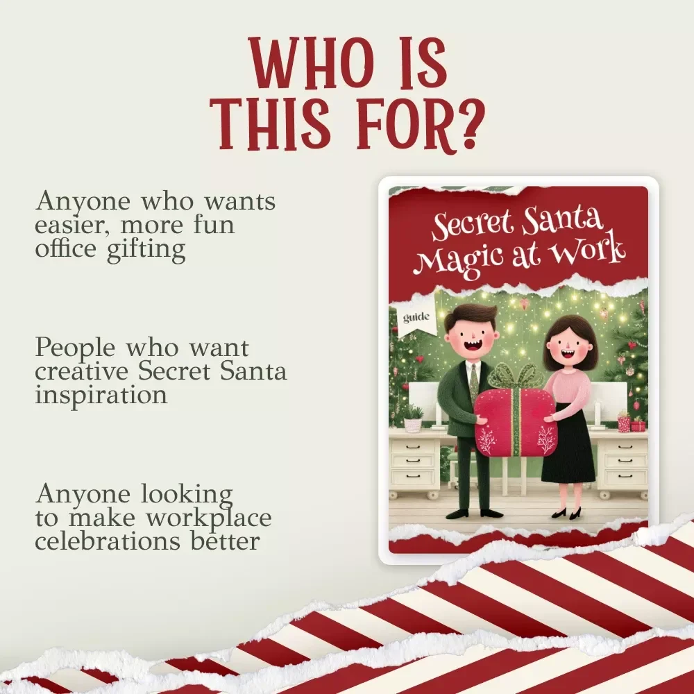 Secret Santa Magic at Work | Ultimate Office Secret Santa Ideas for Coworkers Guide | Workplace Holiday Gift Exchange eBook & Printable Checklist