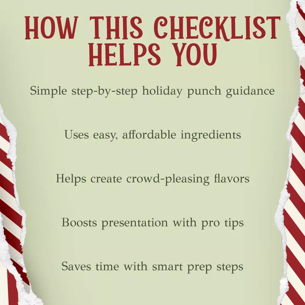 Your Ultimate Non-Alcoholic Christmas Punch Checklist | Festive Holiday Recipe Guide for Entertaining | Instant Download | how to make a non-alcoholic christmas punch Essentials
