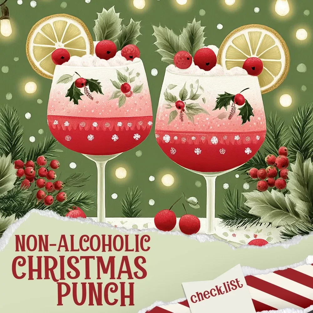 Your Ultimate Non-Alcoholic Christmas Punch Checklist | Festive Holiday Recipe Guide for Entertaining | Instant Download | how to make a non-alcoholic christmas punch Essentials