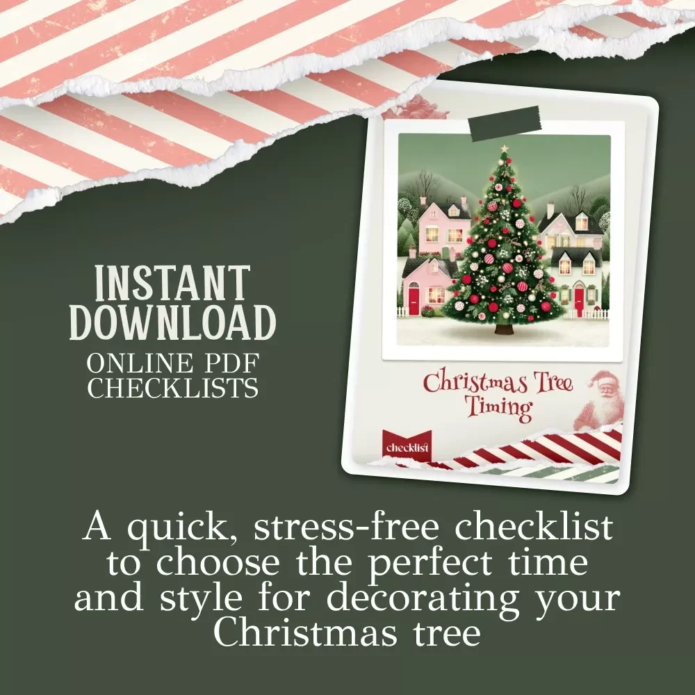 Christmas Tree Timing Checklist | Holiday Decor Planner | Festive Guide for When Should You Put Up Your Christmas Tree | Seasonal Decorating Timeline Printable