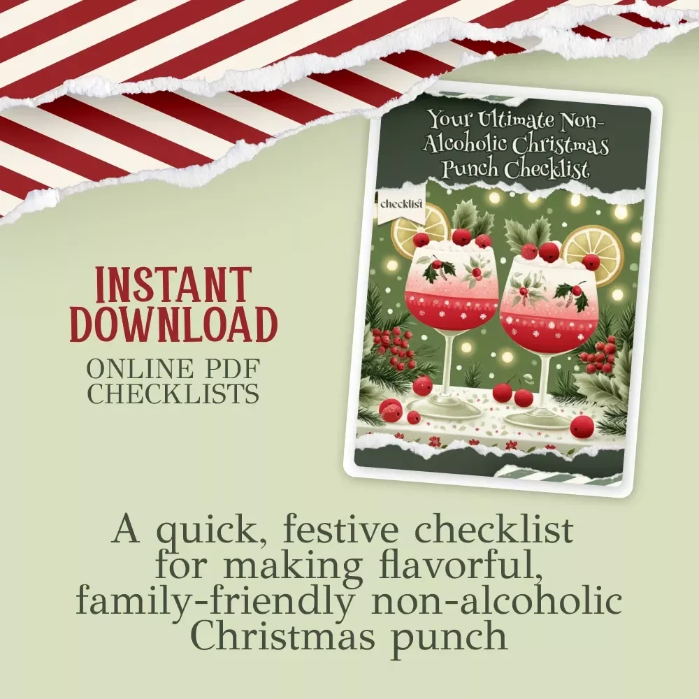 Your Ultimate Non-Alcoholic Christmas Punch Checklist | Festive Holiday Recipe Guide for Entertaining | Instant Download | how to make a non-alcoholic christmas punch Essentials