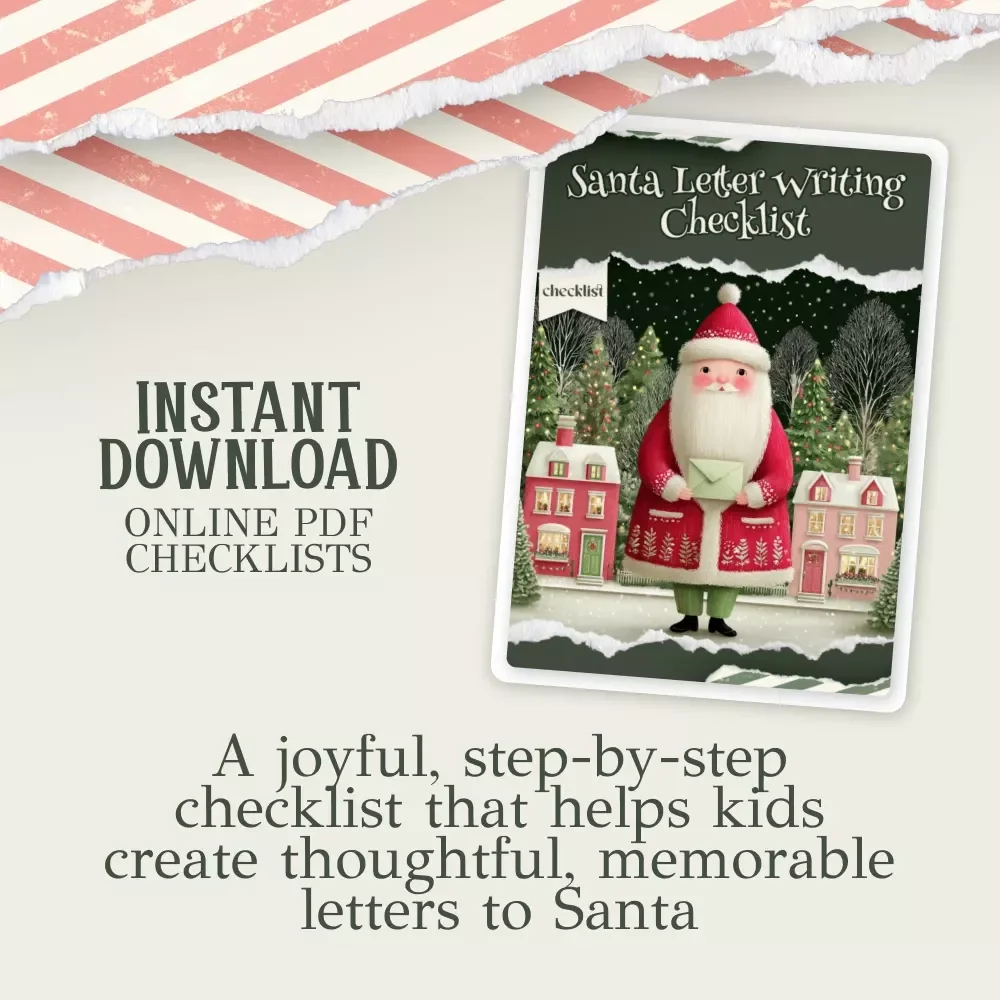 Santa Letter Writing Checklist – Printable Christmas Guide for Kids, Holiday Family Activity, Digital Download Letter to Santa Checklist