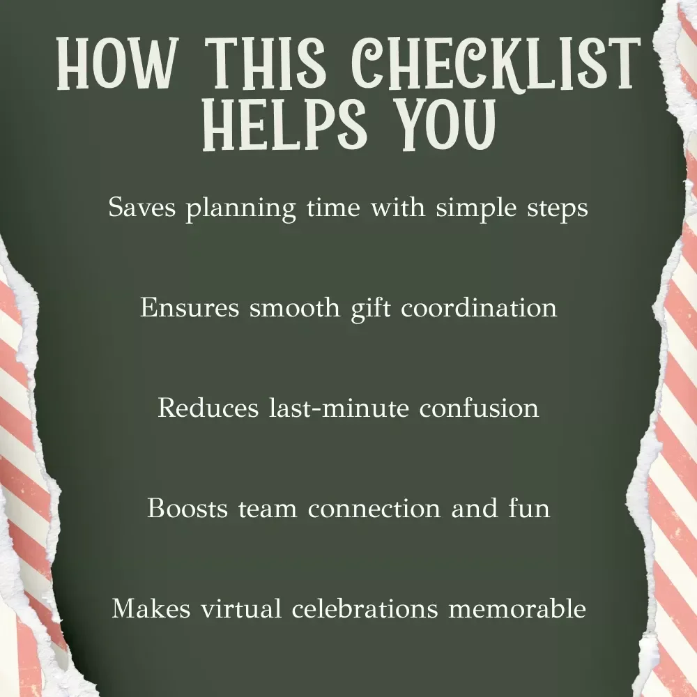 The Remote Secret Santa Survival Checklist | Festive Digital Download for Teams, Friends & Families | Virtual Holiday Guide | how to organize secret santa remotely