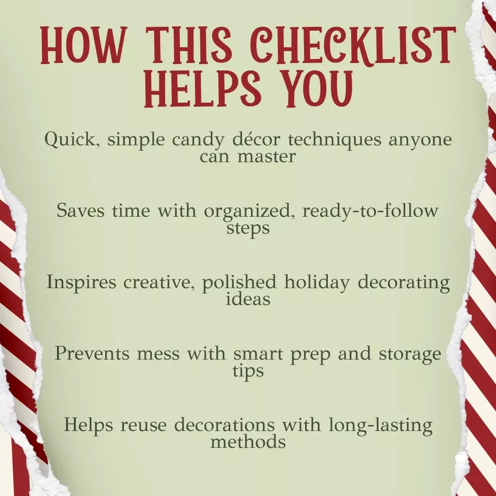 Decorating with Candy at Christmas | Digital Download Holiday Guide, eBook & Checklist for Sweet Christmas Decor Ideas