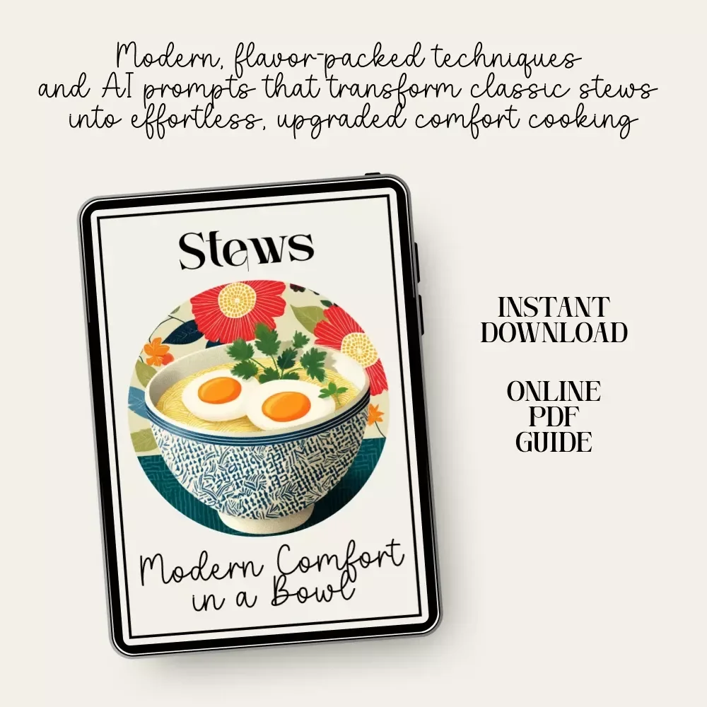 Modern Comfort in a Bowl – Digital Cooking Guide for Home Cooks | How to Make Old-Fashioned Stews Taste Modern | Modernized Stew Techniques, Flavor Upgrades & AI-Powered Prompts