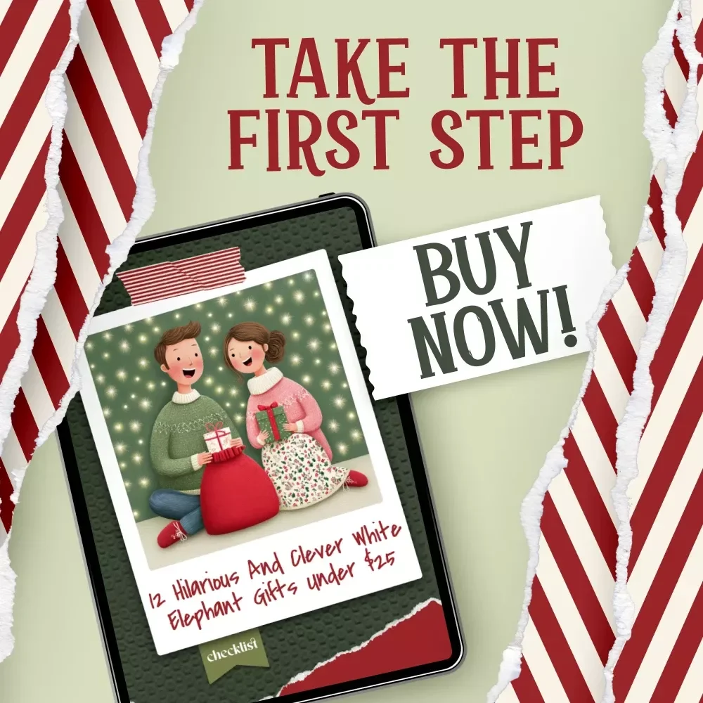 12 Hilarious and Clever White Elephant Gifts Under $25 | Printable Checklist & Gift Ideas Guide | Funny Gag Gift List for Easy Holiday Swaps | what are good white elephant gifts under $25
