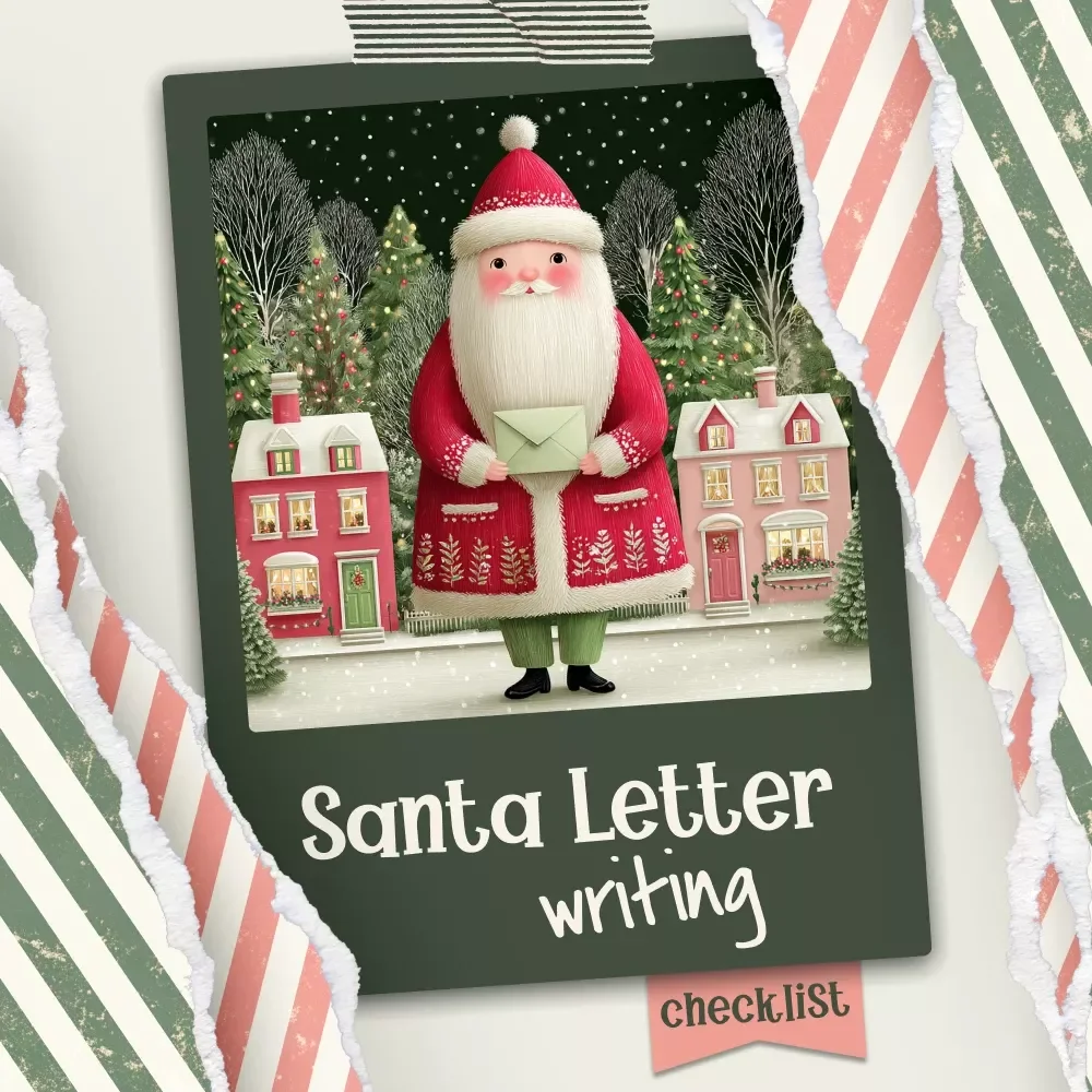 Santa Letter Writing Checklist – Printable Christmas Guide for Kids, Holiday Family Activity, Digital Download Letter to Santa Checklist