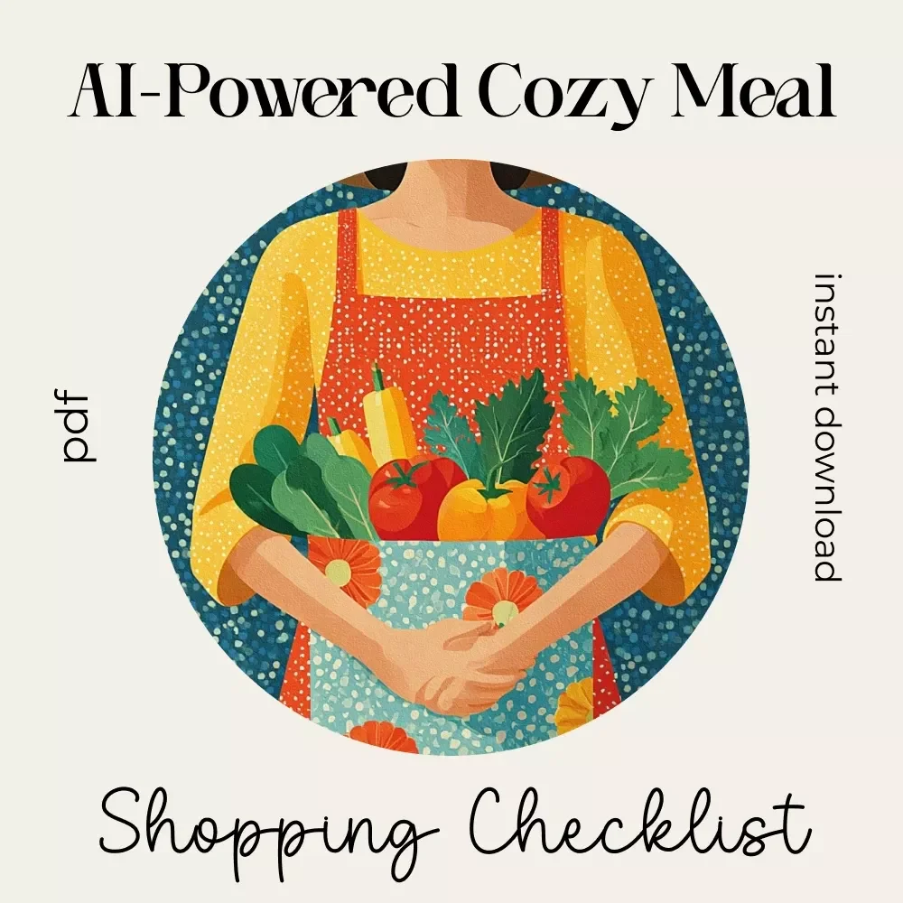 AI-Powered Cozy Meal Shopping Checklist | Printable Digital Download | Seasonal Meal Prep Helper | How to Use AI to Build a Shopping List for Seasonal Cozy Meals