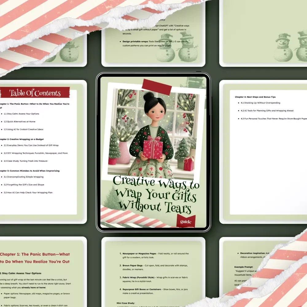 Creative Ways to Wrap Your Gifts Without Tears | Last-Minute Gift Wrapping Guide | Instant Download | what to do when you run out of gift wrap | Budget-Friendly DIY Alternatives