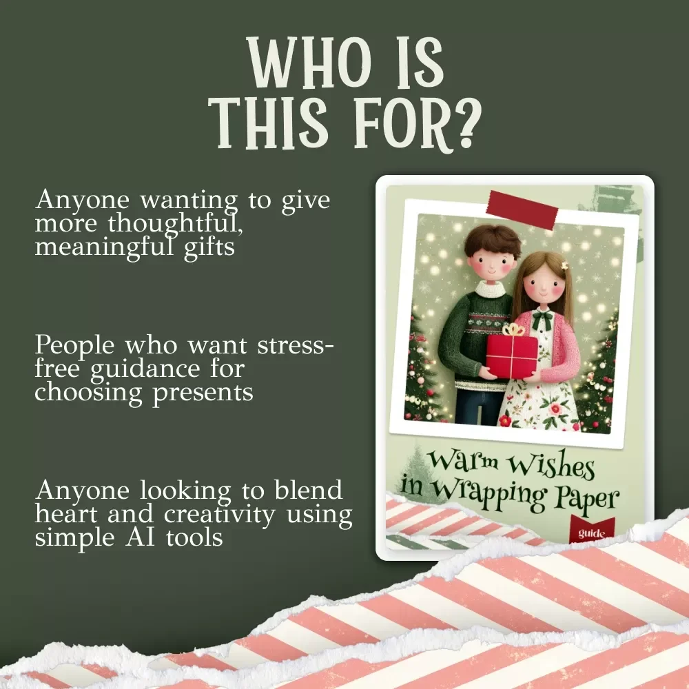 Warm Wishes in Wrapping Paper — Holiday Gift Guide eBook, Couples First Christmas Ideas, Digital Download, AI Gift Inspiration, Thoughtful Giving Tips