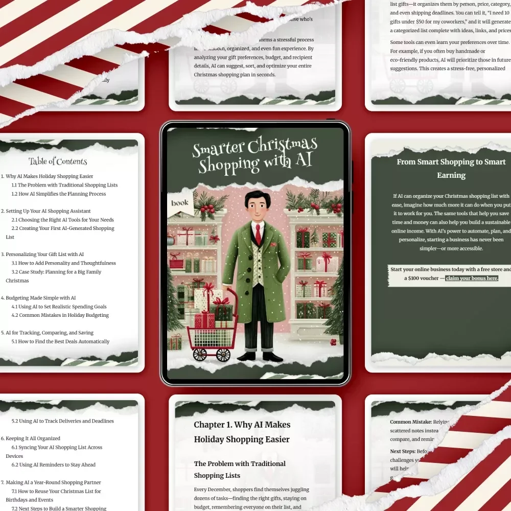 Smarter Christmas Shopping with AI – Holiday Planning eBook for Effortless Gift Lists, Stress-Free Budgets, and How to Use AI to Create a Christmas Shopping List