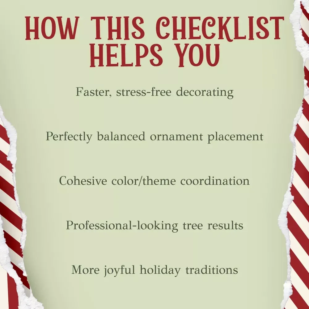 The Ultimate Christmas Tree Decorating Checklist | Holiday Tree Styling Guide for the best way to decorate a christmas tree | Festive Step-by-Step Printable Checklist