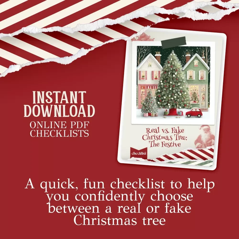Real vs. Fake Christmas Tree: The Festive Checklist | Holiday Decision Guide | Digital Download | real vs fake christmas tree Comparison Printable