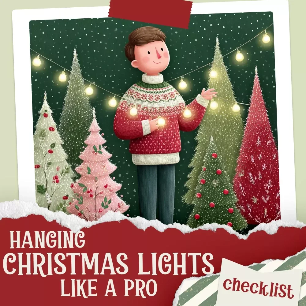 Hanging Christmas Lights Like a Pro | Printable Holiday Decorating Guide | Christmas Tree Lights Checklist | Festive Home Decor eBook | Digital Download