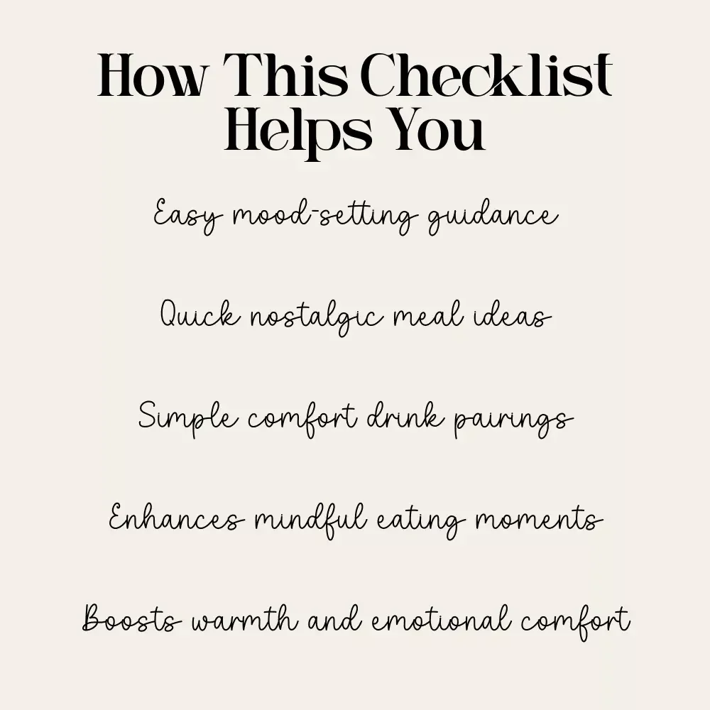 Nostalgic Comfort Feast Checklist | Cozy Digital Download for nostalgic comfort foods Lovers | Printable Comfort-Food Ritual Guide for Mindful Evenings & Warm Memories