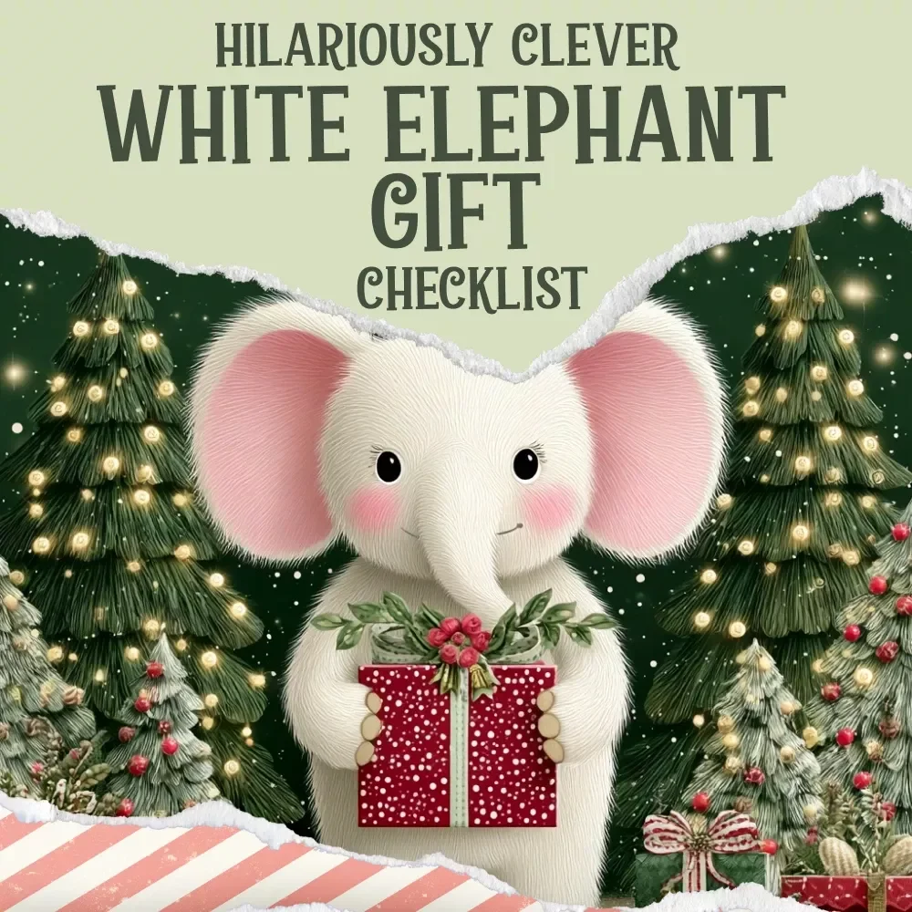 Hilariously Clever White Elephant Gift Checklist – Digital Download, Funny Gag Gift Guide, White Elephant Party Ideas, Printable Checklist for Holiday Gift Exchanges